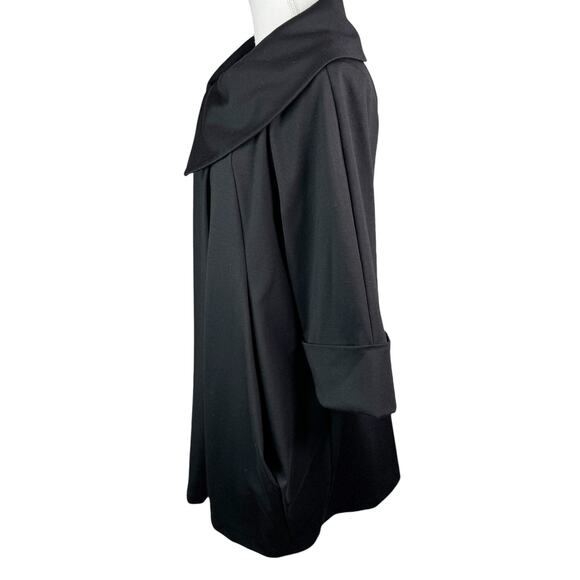 Insight New York Cowl Neck Ponte Knit Swing Coat Jacket Black Mid-Length  12 - Picture 6 of 10